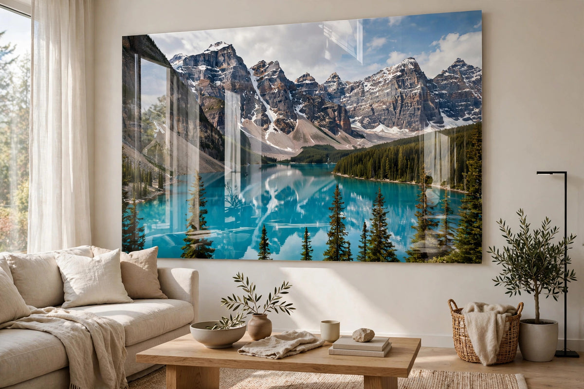 Acrylic face-mount photo print on a wall